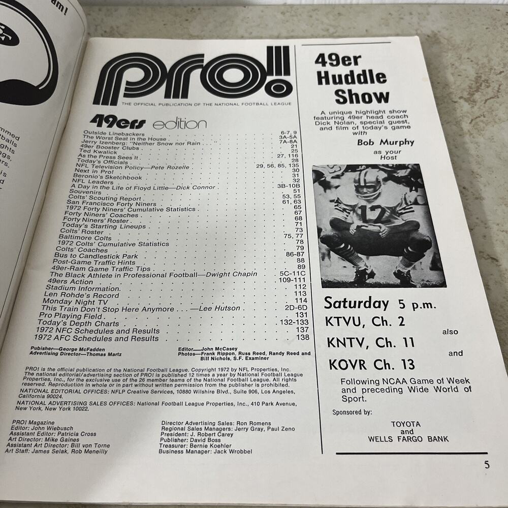 Nov 12, 1972 Baltimore Colts Today Pro! Program - Picture 2 of 5